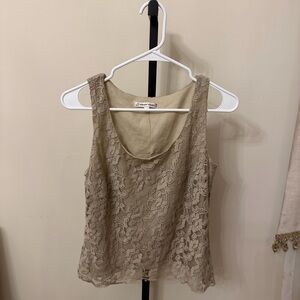 Chic Lace Tank Top in Beige